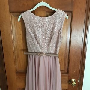 David’s Bridal Blush pink dress